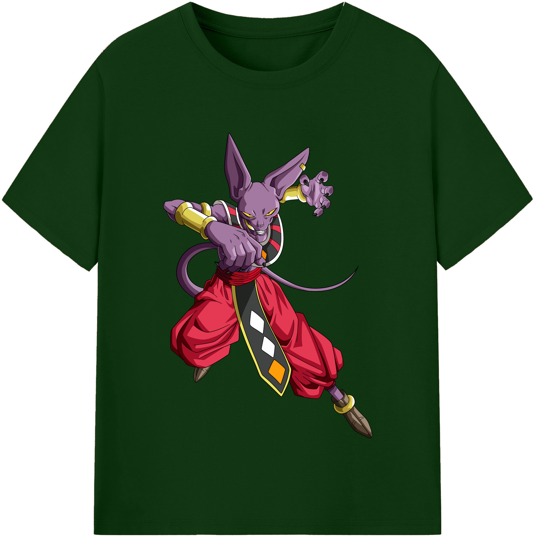 （画像用） ドラゴンボール ビルス 破壊神ビルス DRAGON BALL Beerus Birusu 綿100％半袖Tシャツ（フロントプリント）